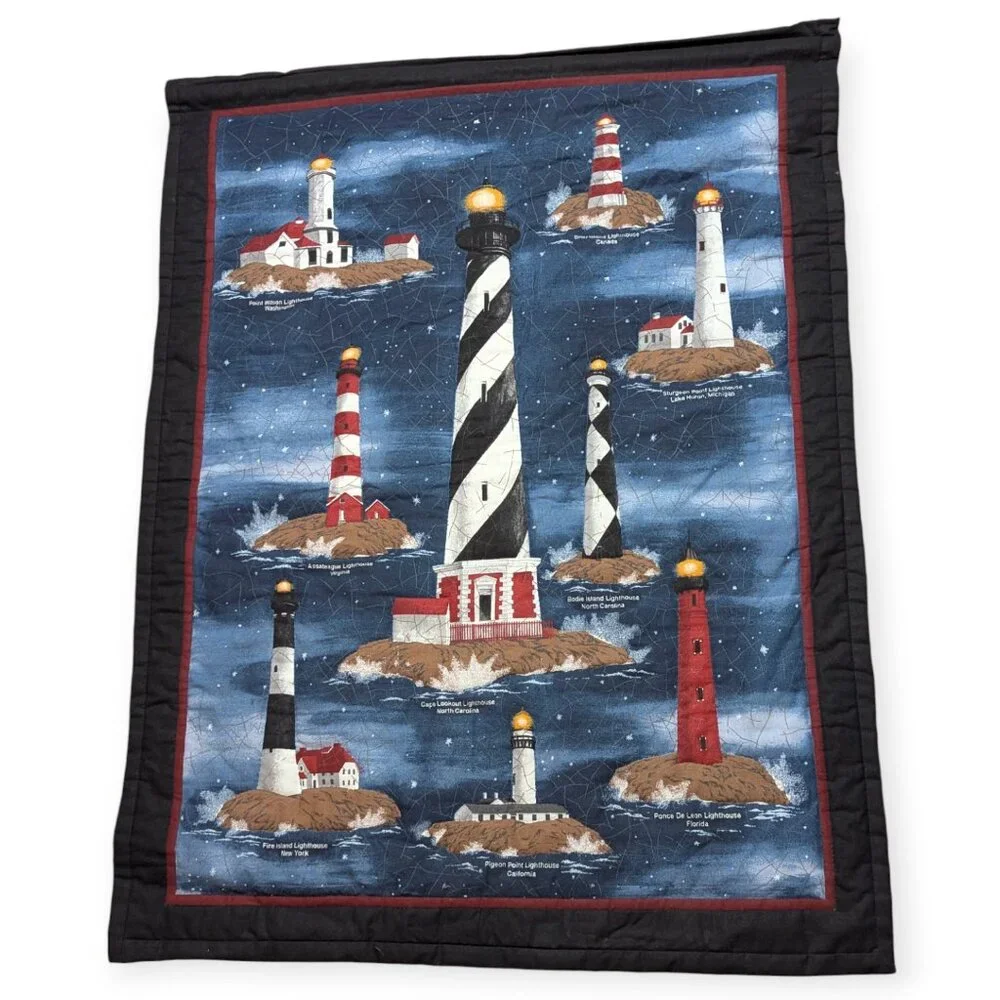 Handmade Lighthouses of the USA Quilted Wall Hanging Tapestry 28.5